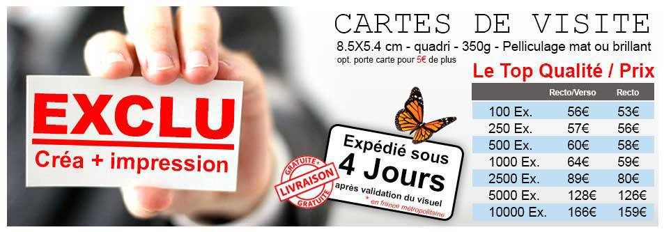 Exclu cartes de visite pas chères