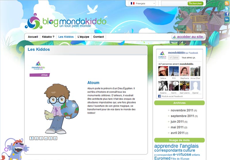 blog mondokiddo - presentation des personages du site