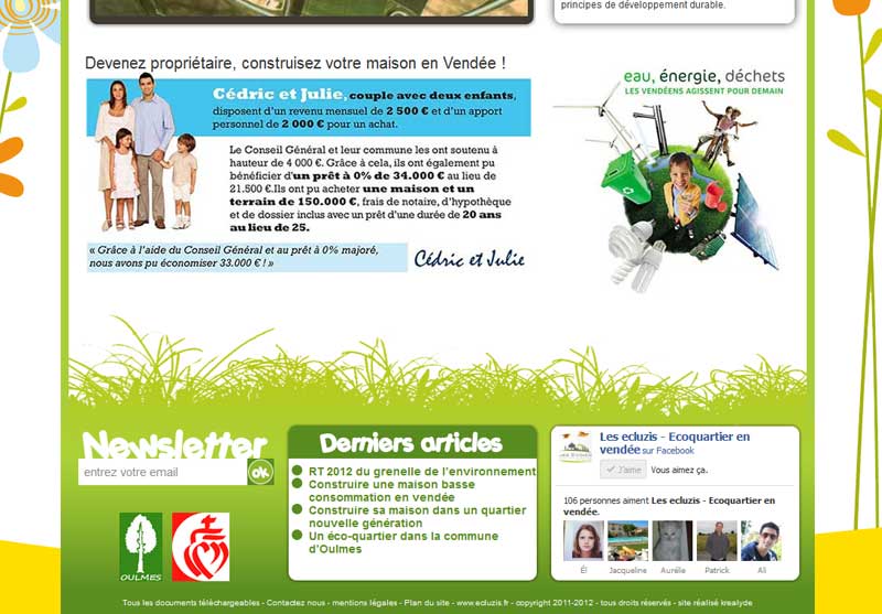 site de l'ecoquartier les ecluzis - newsletter articles facebook