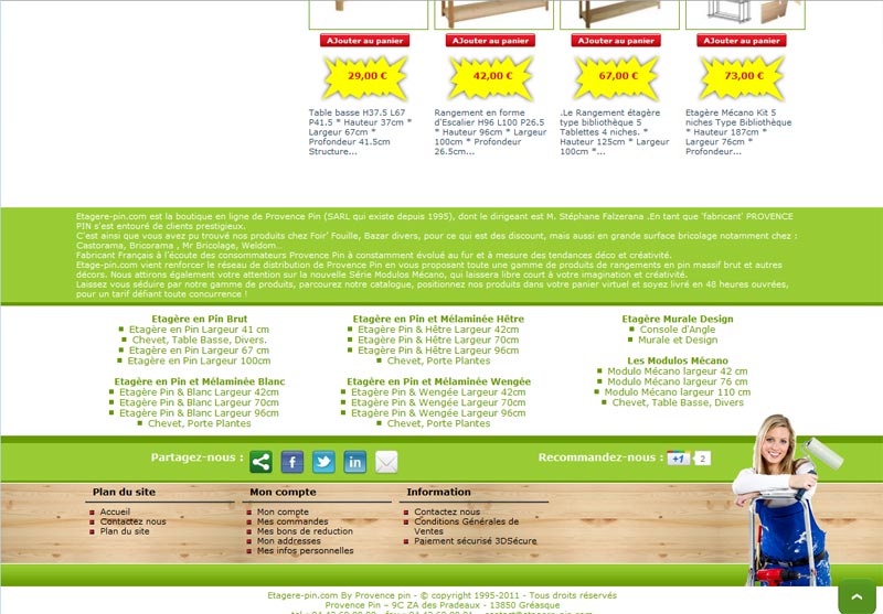 étagère pin - pied du site
