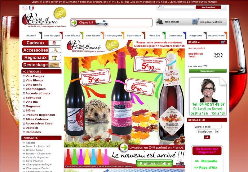 vins et champagnes - page d'accueil newsletter
